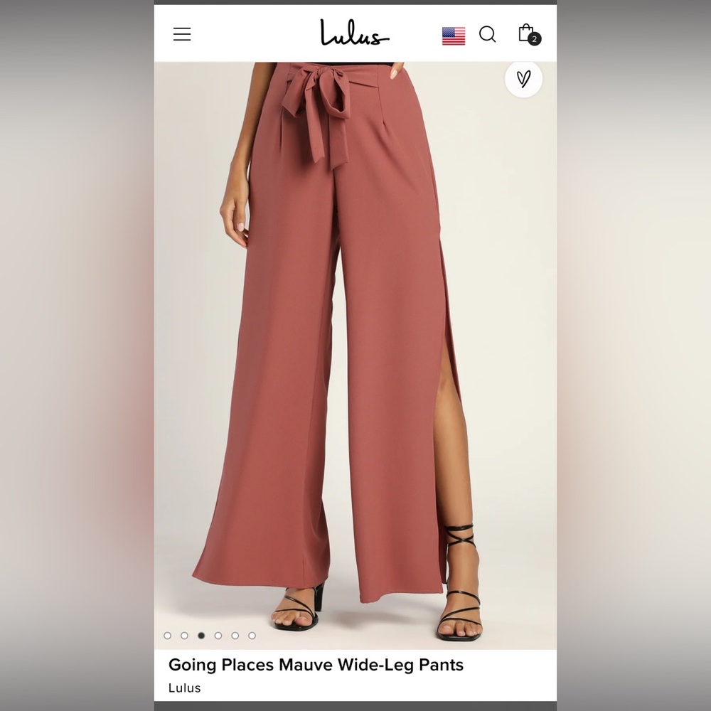 NWOT Lulu's Going Places Mauve Wide-Leg Pants size M